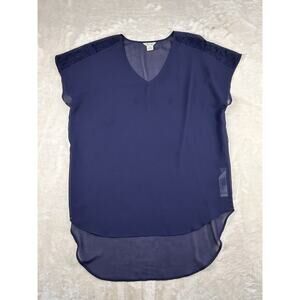 Ariat Shirt Women’s Small Blue Polyester See Through Cap Sleeve Western Rodeo